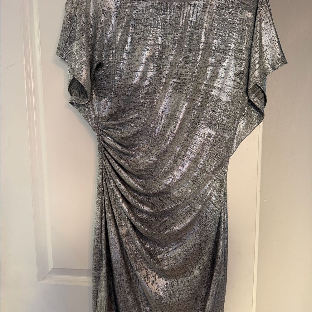 Vince Camuto Metallic Silver Asymmetrical Dress - Picture 2 of 4